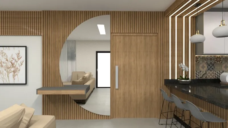 Ambiente Integrado com Espelho e Madeira