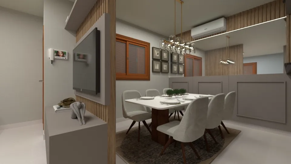 Sala de Estar Minimalista com Painel de Madeira