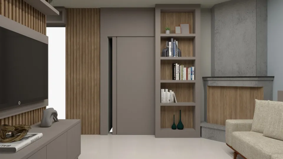 Sala de Jantar e Estar Integrada com Arte Botânica